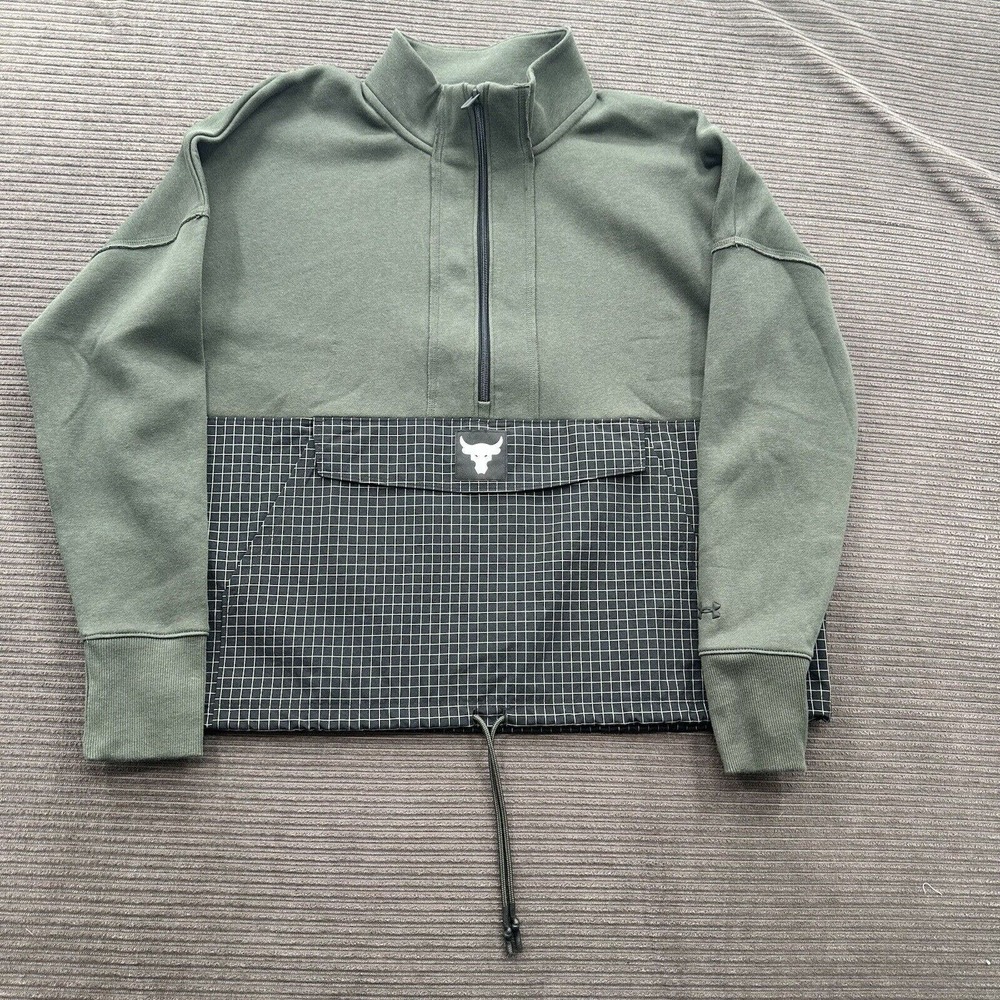 Under Armour Project Rock Fleece 1/2 Zip Pullover Women L Large Cotton Workout.